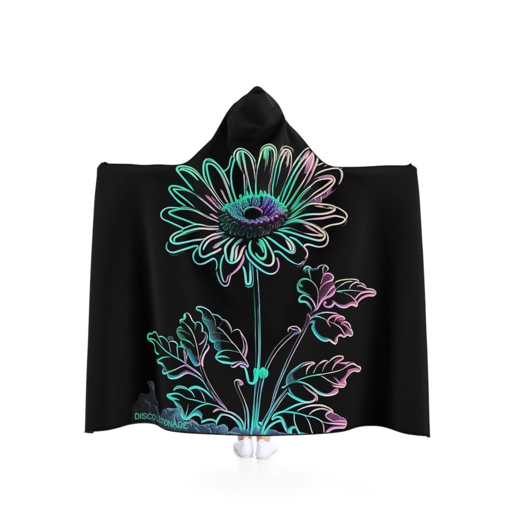 DISCO LEMONADE Neon Daisy Dreams Hooded Blanket, Cloak, Rave Blanket, Uv, Led,